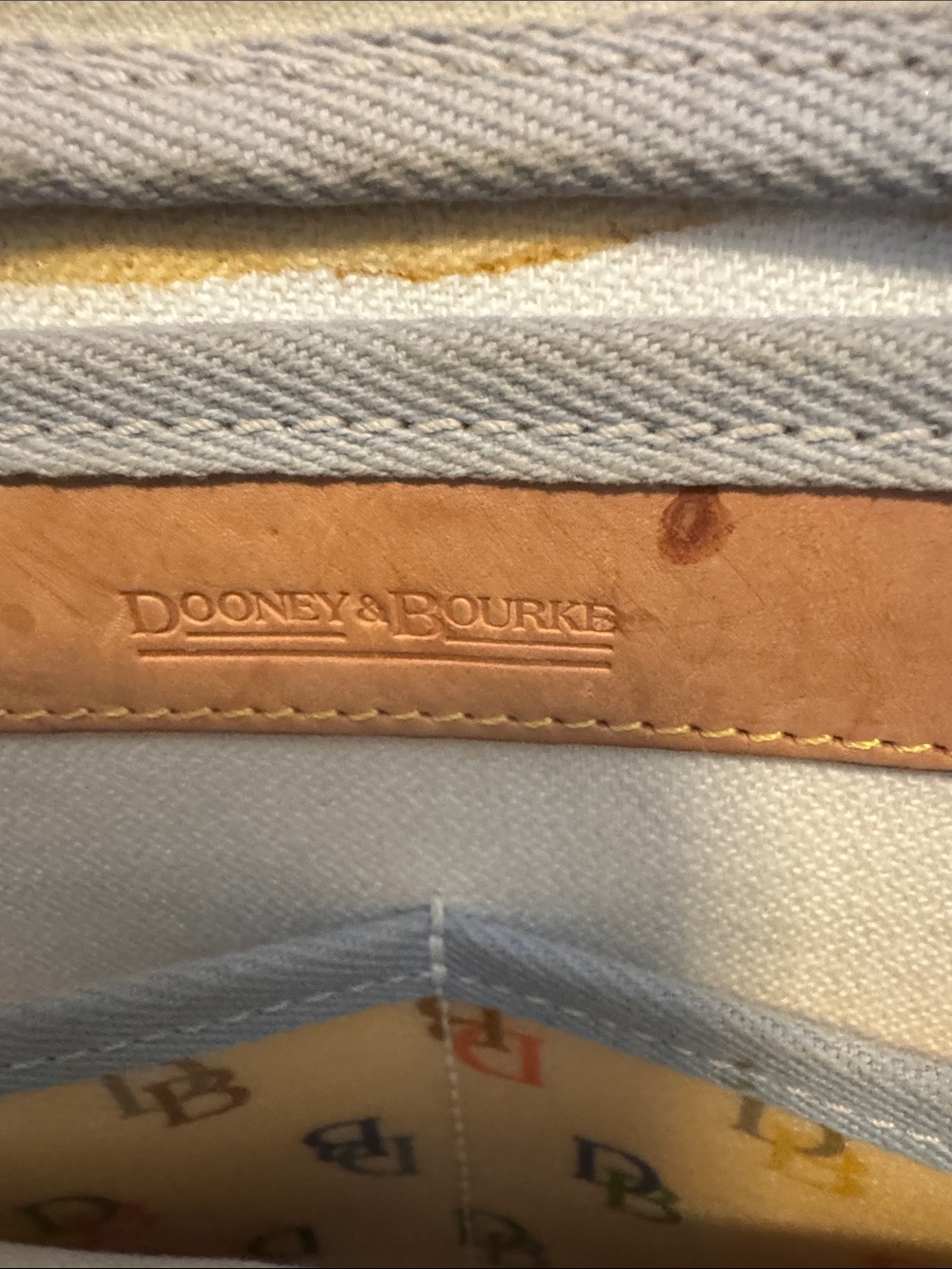 Dooney & Bourke Multicolor DB Logo Shoulder Bag with Tan Leather Trim - Picture 2 of 3